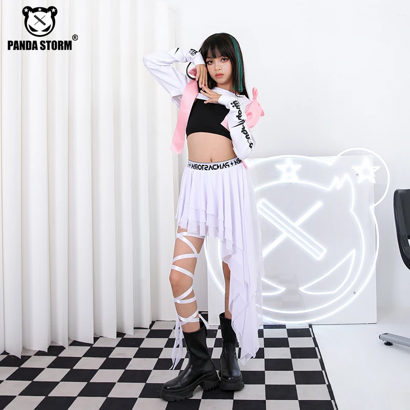 女童爵士舞潮酷百搭网纱百褶裙套装甜美个性少儿童街舞走秀演出服