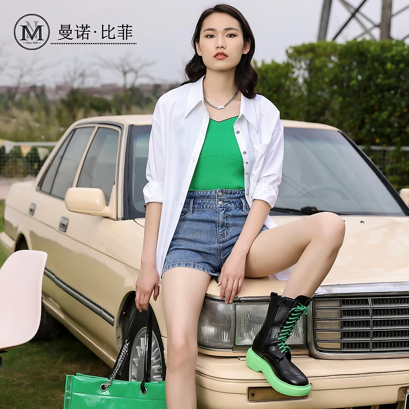曼诺比菲商场同款秋宽松休闲外搭白色衬衫上衣外套MCES132052