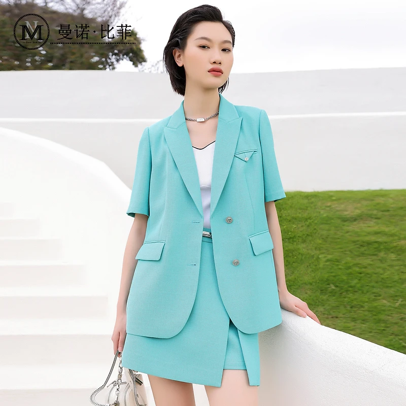 曼诺比菲商场同款秋季新款法式小西装外套女短袖MCBG131039