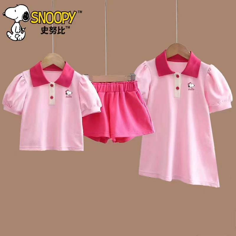 Snoopy/史努比女童夏季甜美POLO连衣裙 女宝新款韩版粉色连衣裙