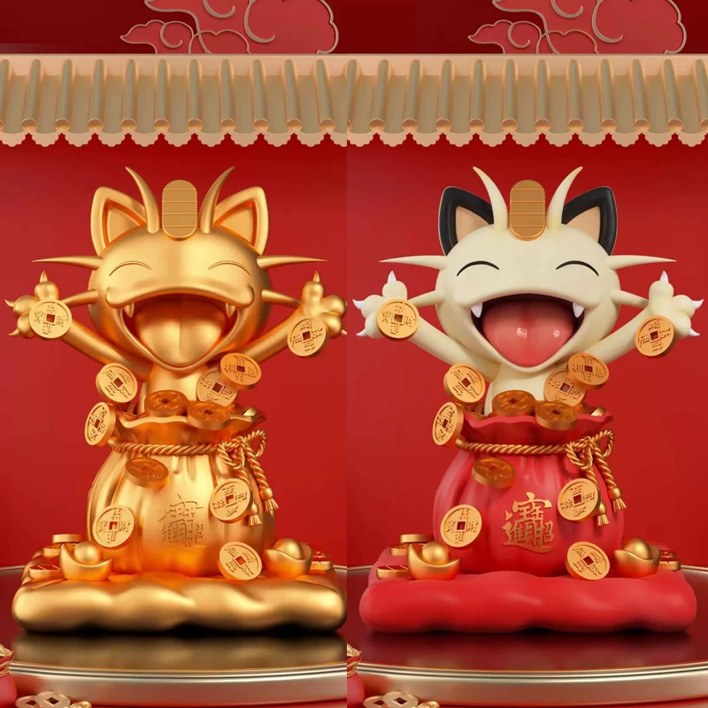 神奇宝贝火箭队撒金币招财喵喵招财猫模型手办车载机箱桌面摆件gk