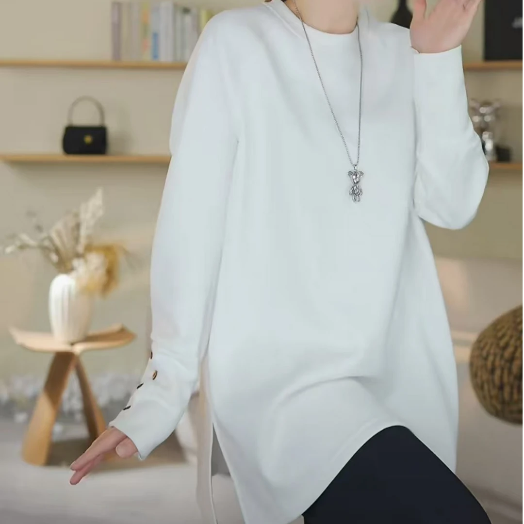 【六六精选专柜品质】2024冬季加绒加厚侧边开叉休闲打底卫衣