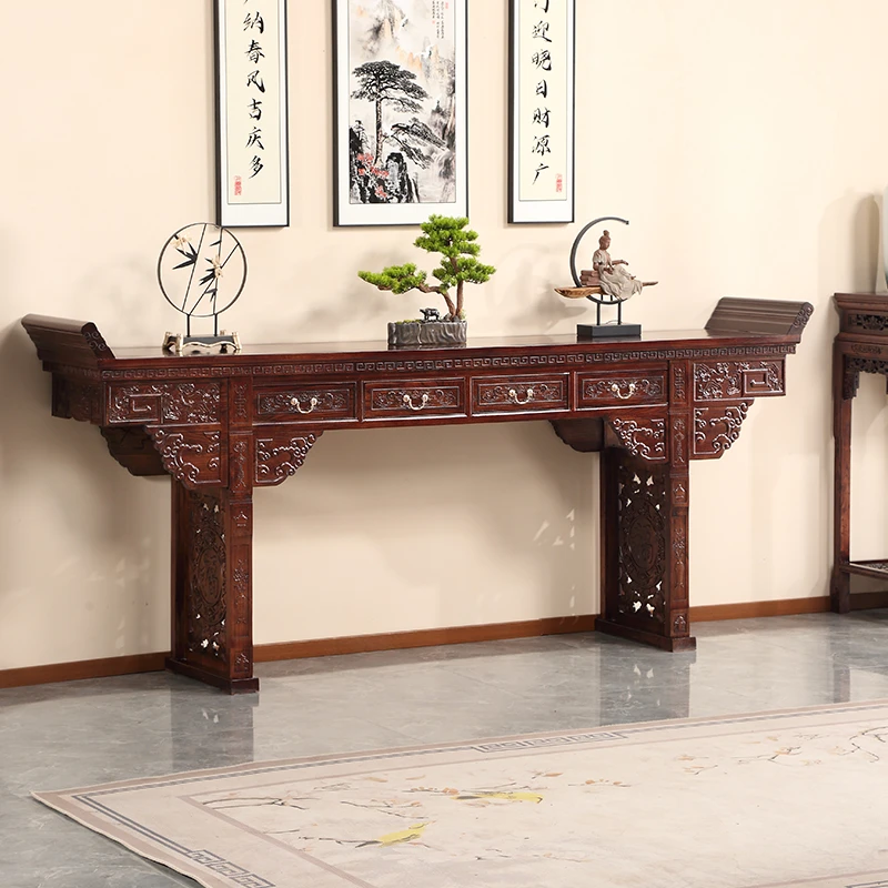 北方老榆木中堂八仙桌灵芝椅花架堂屋家具