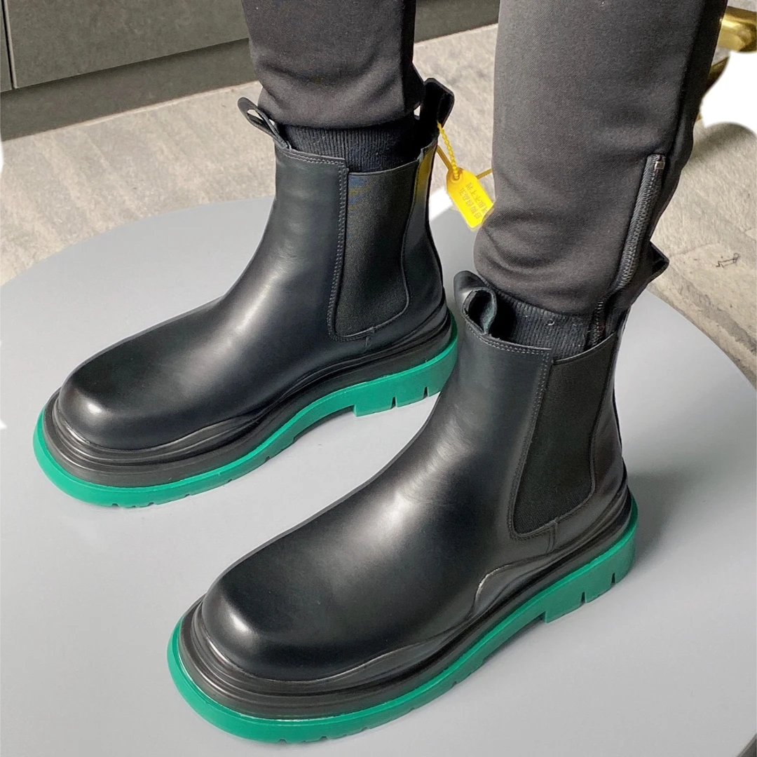 厚底增高切尔西靴男真皮马丁靴男短筒烟筒短靴2025秋冬新款男靴潮