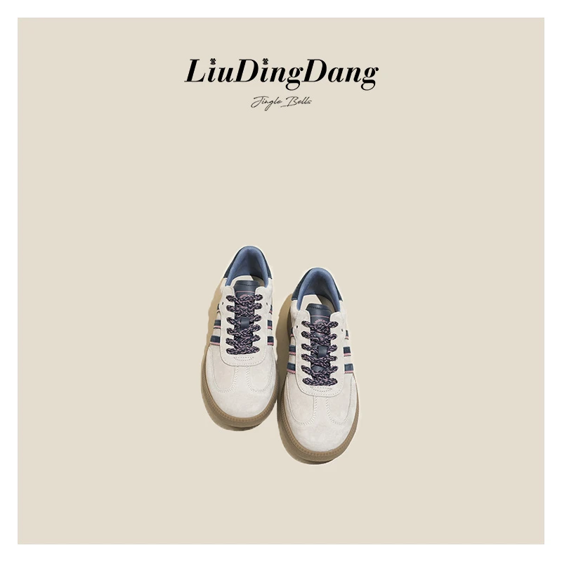 【刘叮咚女鞋】2143-58 夏季拼色德训鞋平底百搭休闲潮女鞋