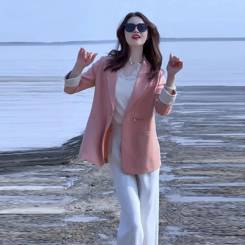 新中式西装服装外套女春季新款宽松显瘦小西服小个子时尚气质上衣