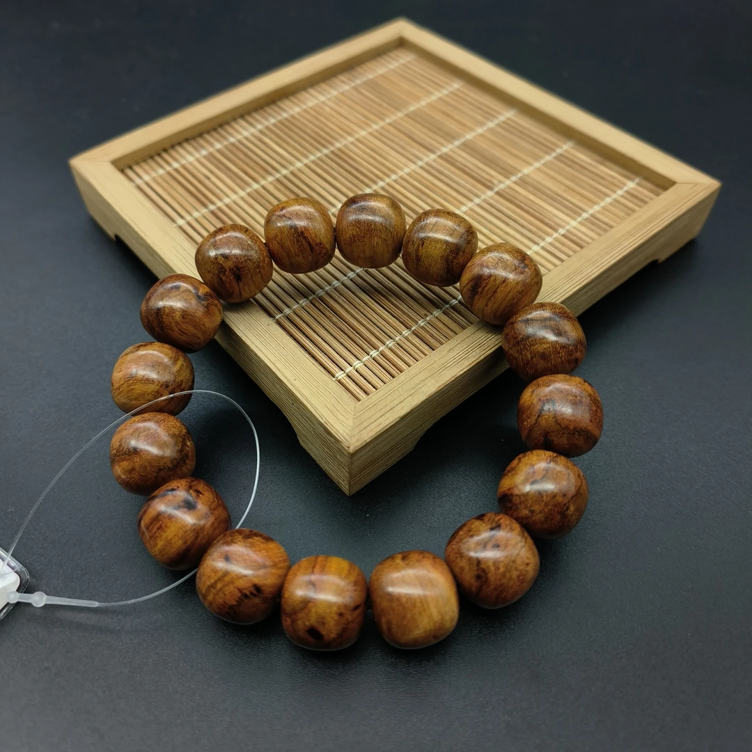 海南黄花梨正品保真天然材质水波芝麻纹老型桶珠1314mm手串多样性