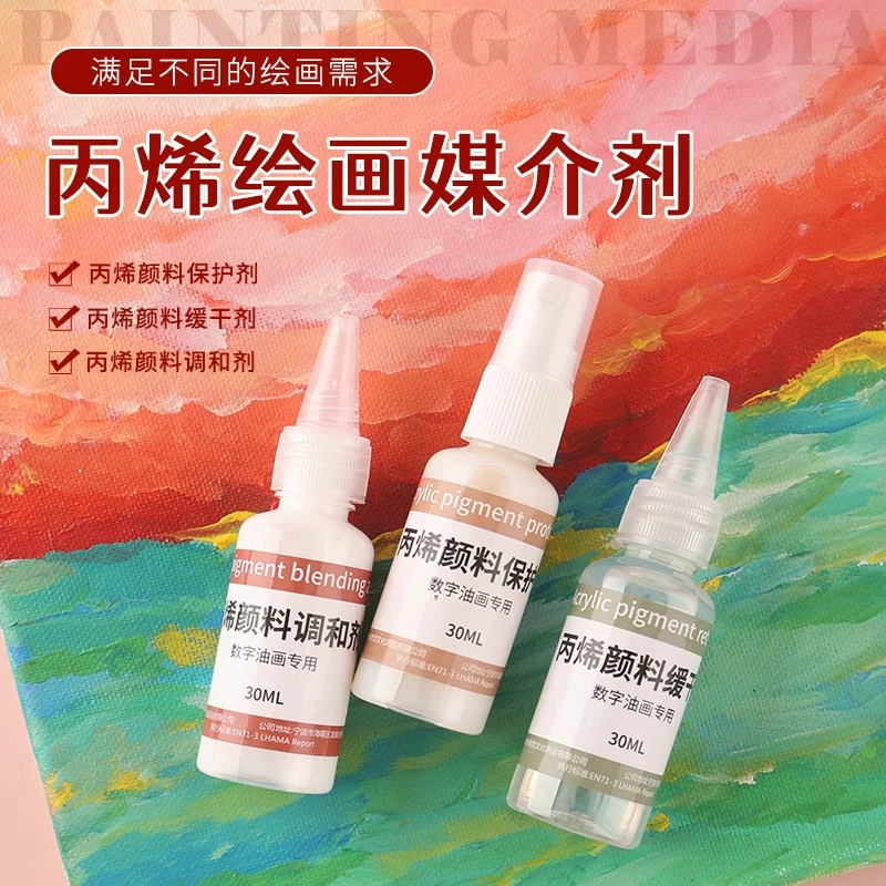【丙烯绘画媒介剂】丙烯颜料调和剂丙烯颜料保护剂丙烯缓干剂绘画