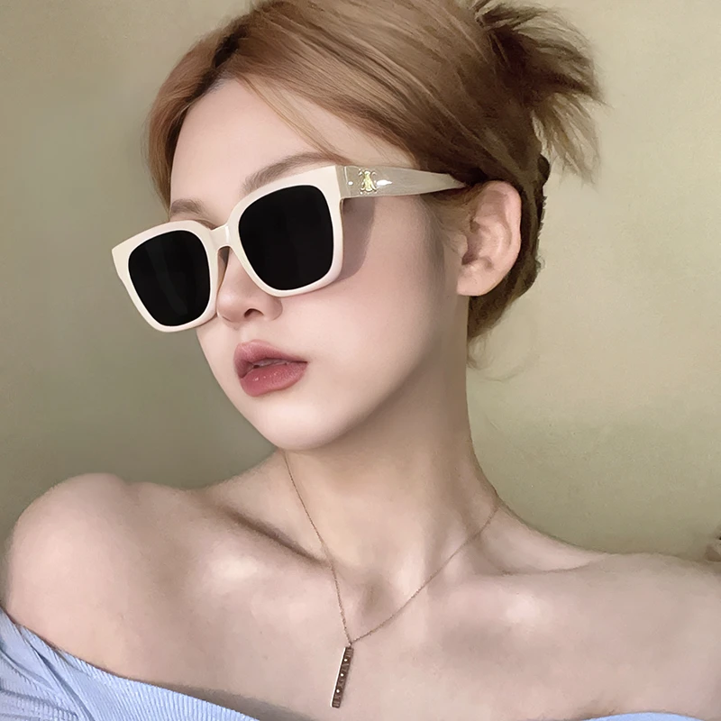 RGNAT 白色墨镜女高级感大框圆脸显瘦夏偏光防紫外线太阳眼镜网红
