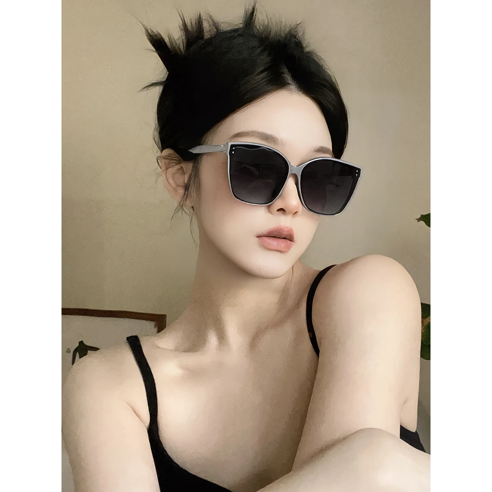 RGNAT 高级感墨镜女复古大框大脸显瘦韩系个性偏光防紫外线太阳镜