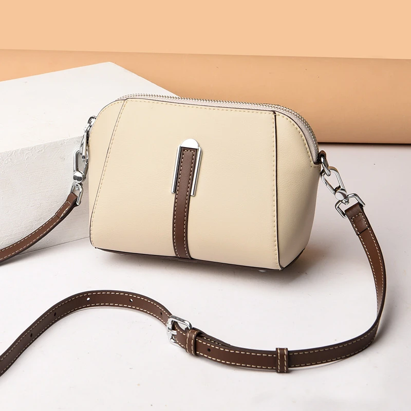 真皮小包包推荐2023夏季爆款贝壳包时尚大容量单肩斜挎包9189#