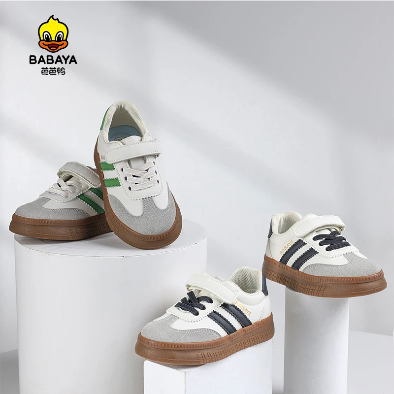 芭芭鸭童鞋2024秋季新品百搭舒适男童德训鞋软底透气女童运动板鞋