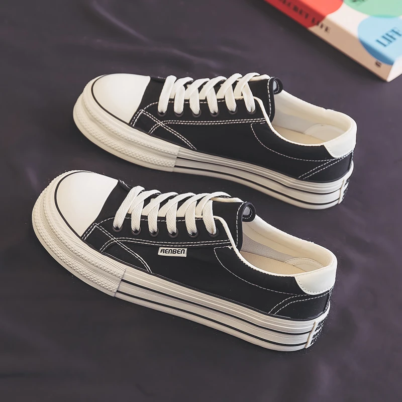 人本帆布鞋2024秋季新款爆款男士休闲板鞋百搭潮流平底运动男球鞋
