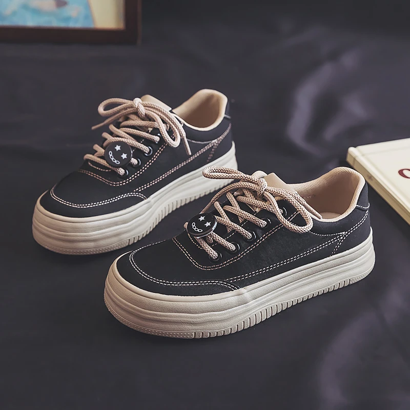 人本2024新款帆布鞋女韩版潮平底运动板鞋单鞋休闲百搭低帮女球鞋