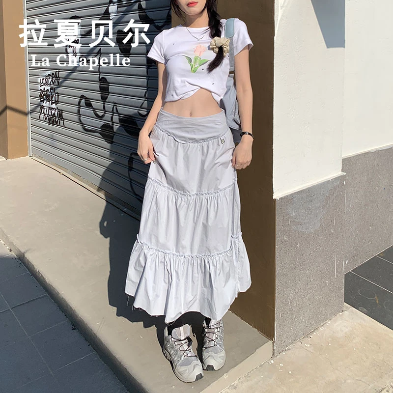 拉夏贝尔半身裙女款爆款2024新款宽松夏季显瘦a字时尚百搭蛋糕裙