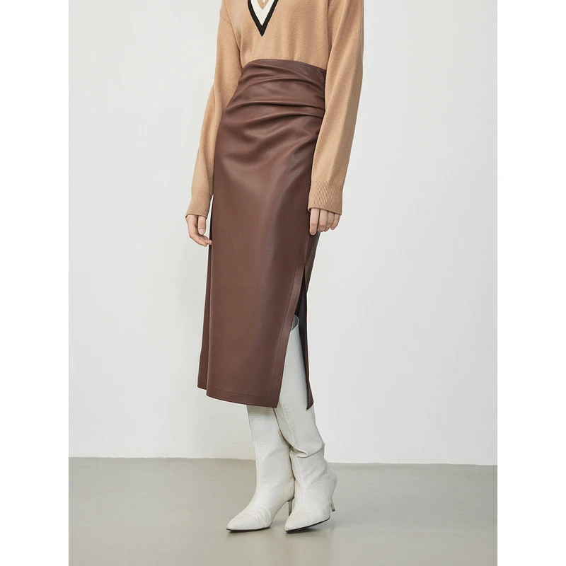 朗姿半裙女冬季新款高腰直筒气质显瘦中长款通勤休闲高级感半身裙