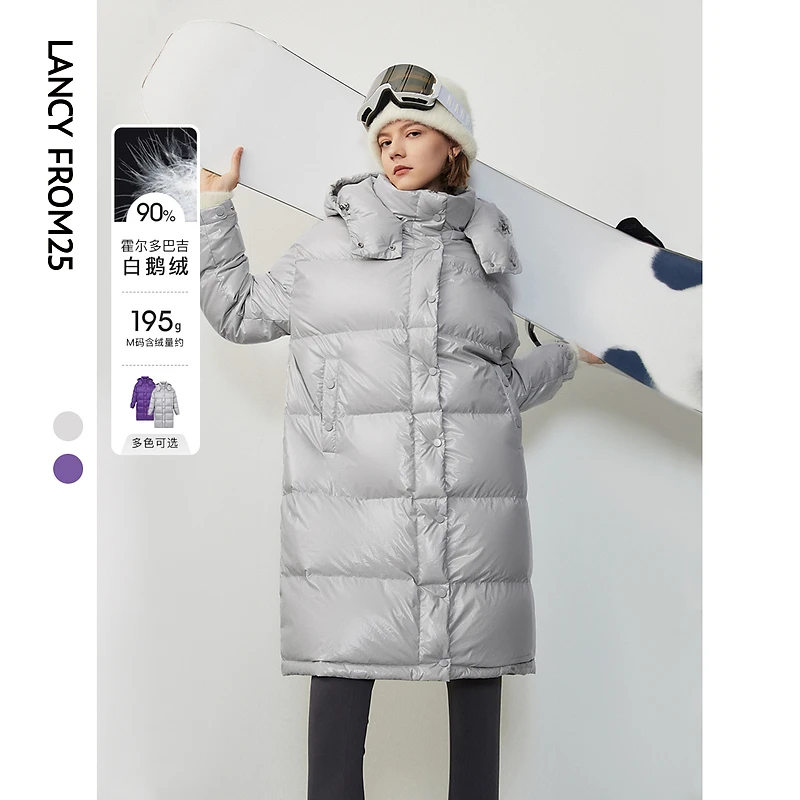朗姿霍尔多巴吉白鹅绒设计感休闲羽绒服外套上衣女年冬季新款
