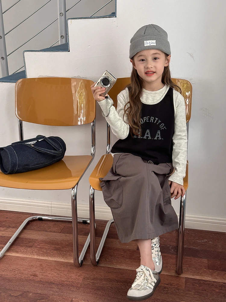 【现货已开价】字母背心马甲+纯色长袖T恤叠穿时髦两件套潮 24Y076