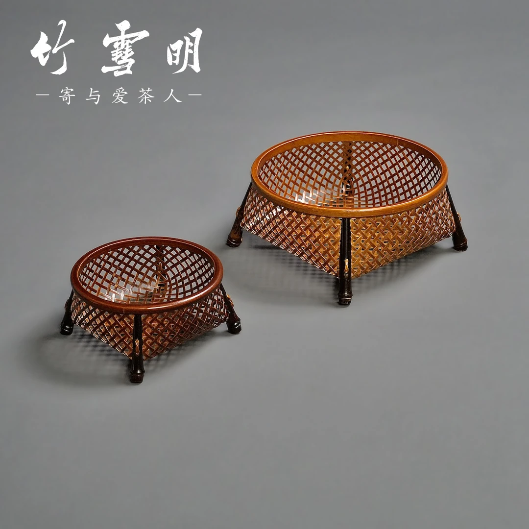 竹雪明|手工竹编水果篮中式沥水篮子家用收纳筐零食点心篮茶杯篓