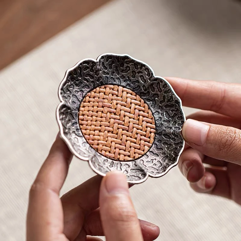 合金做旧创意茶杯垫铜色仿古防滑茶托杯托垫子功夫茶具茶道配件