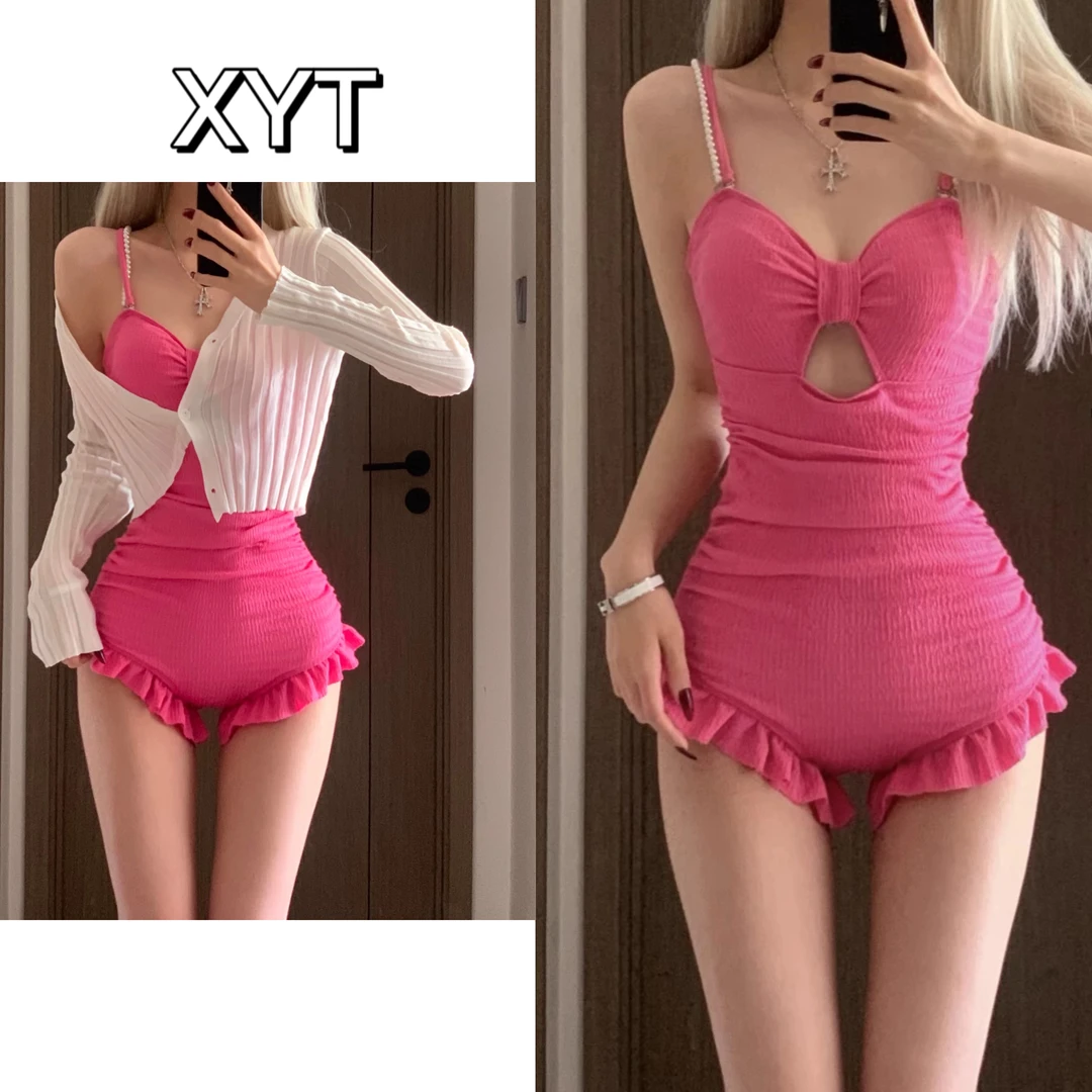 Sun泳衣少女显白夏季性感修身游泳网红海边高级泳衣女泳装