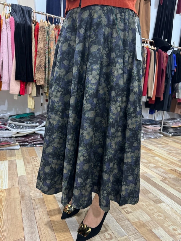 女人花&气质碎花高腰时尚大摆裙