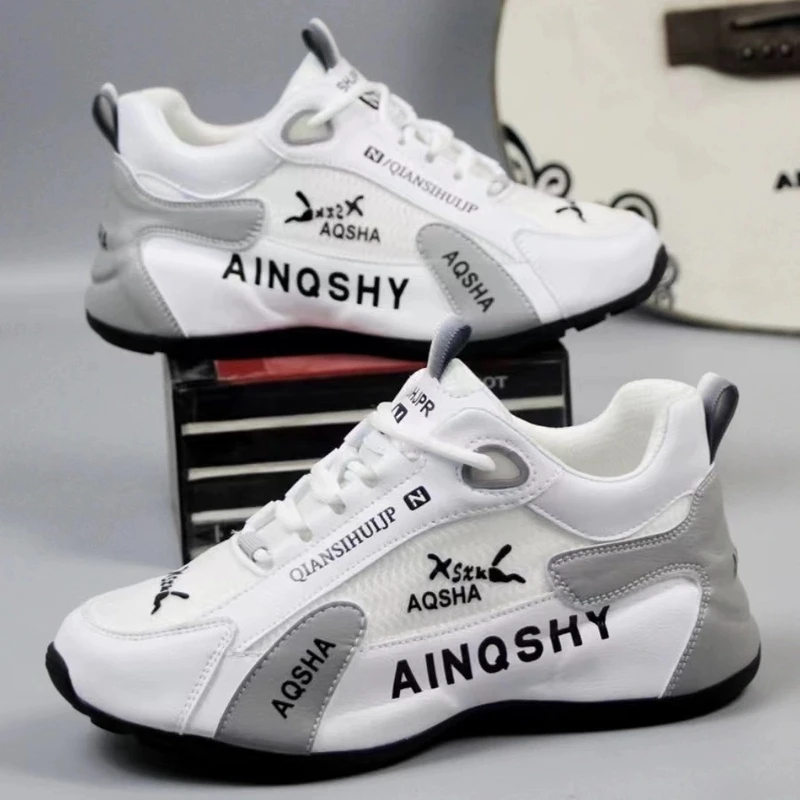 时尚真皮老爹鞋白鞋新款女百搭鞋软底透气男士休闲潮鞋休闲老爹鞋