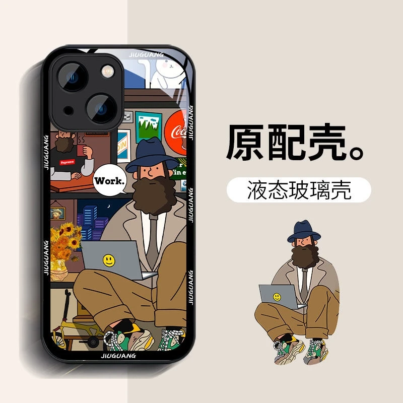 创意卡通网红新款适用苹果/oppo/vivo/华为手机壳玻璃软边男生潮