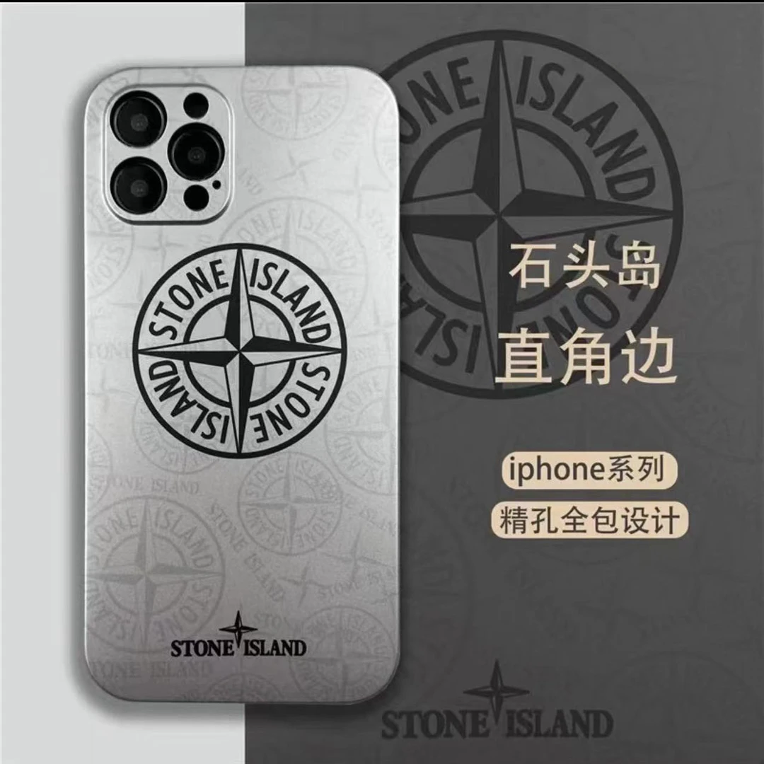 ins简约风石头岛适用苹果15/华为/小米/OPPO/VIVO电镀银软壳防摔