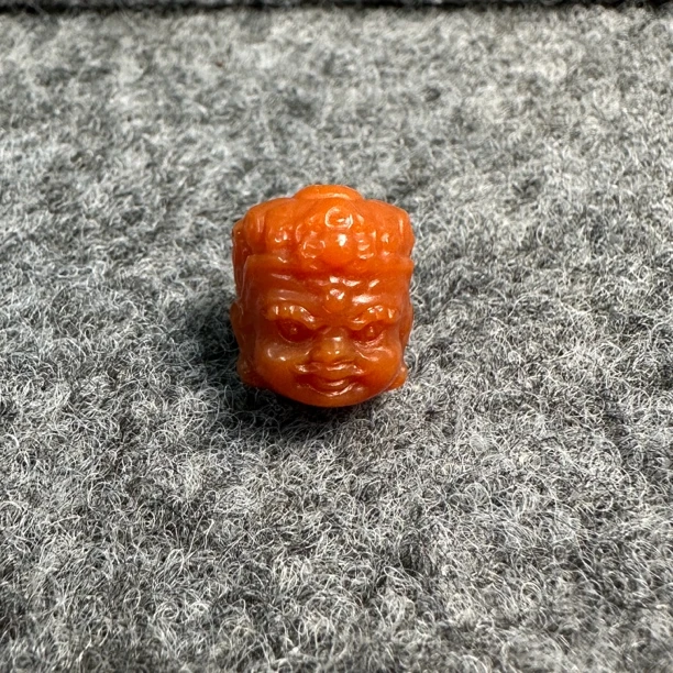 保山料柿子红精工雕刻财宝天王 直径13 上下孔道