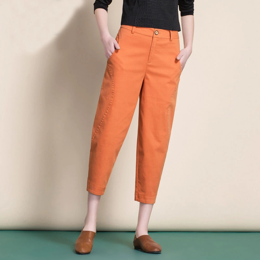 灯笼裤女2025春夏新款女裤高腰阔腿裤大码休闲裤子棉萝卜裤九分裤