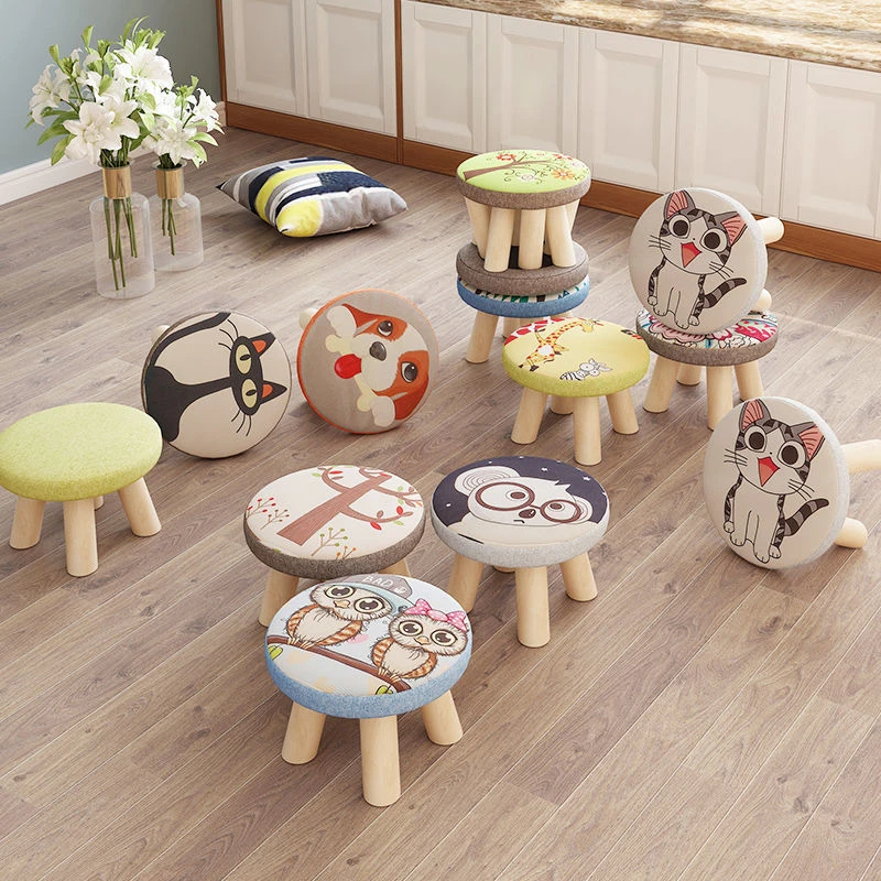 实木矮凳蘑菇凳布艺小凳子家用儿童成人茶几卧室客厅换鞋创意圆凳