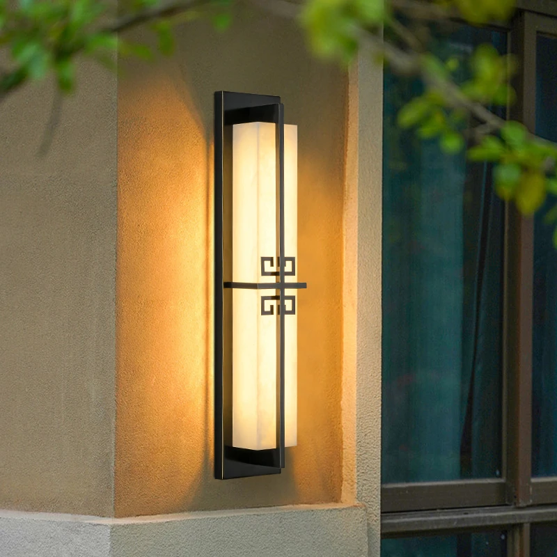 室外墙壁灯防水新中式户外壁灯长条简约阳台外墙别墅客厅酒店墙灯