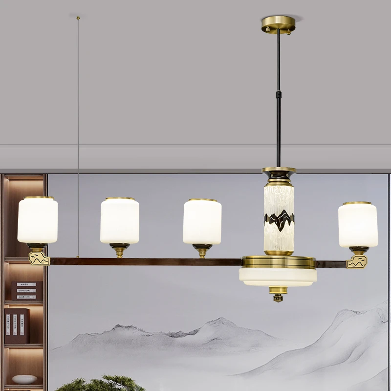 福灯堡新中式轻奢山水大气餐厅酒店别墅客厅餐吊禅意国风家用古典