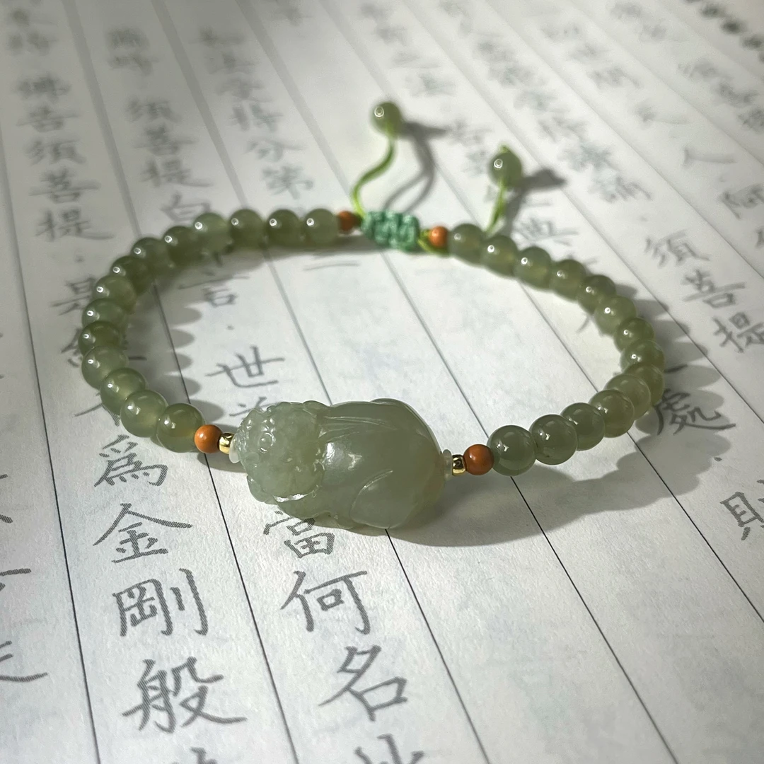 【进宝】大新珠宝 和田玉晴水貔貅手串 高冰-多样性发一