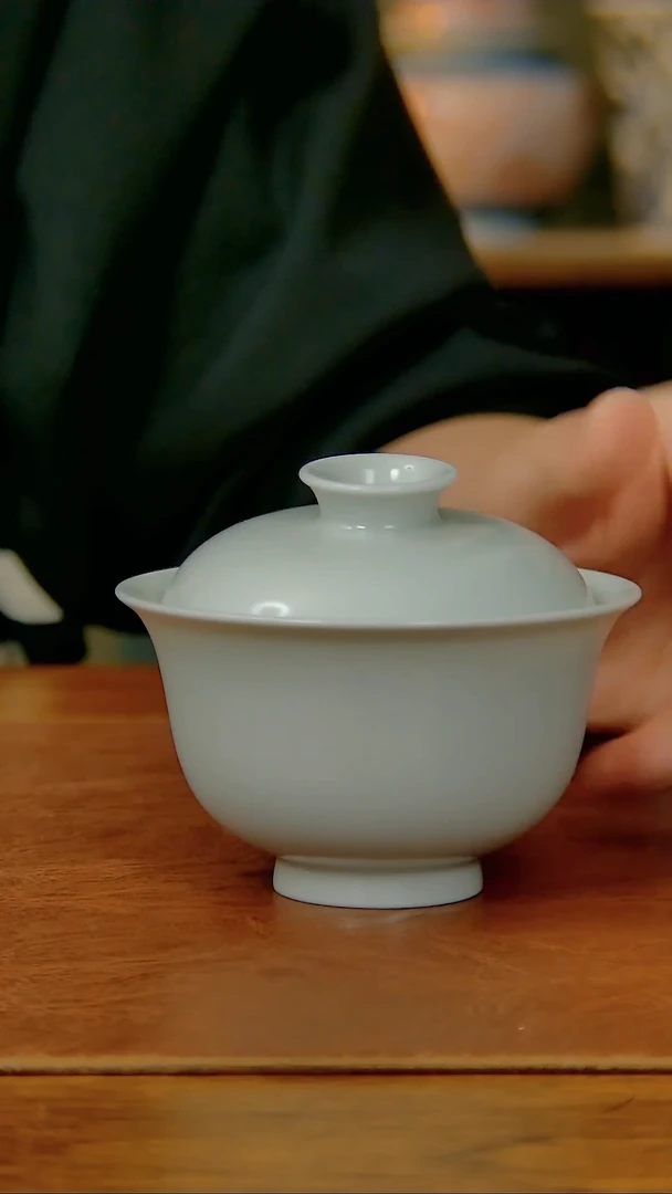 【闪购商品】陶瓷亚光纯白胎两才盖碗
