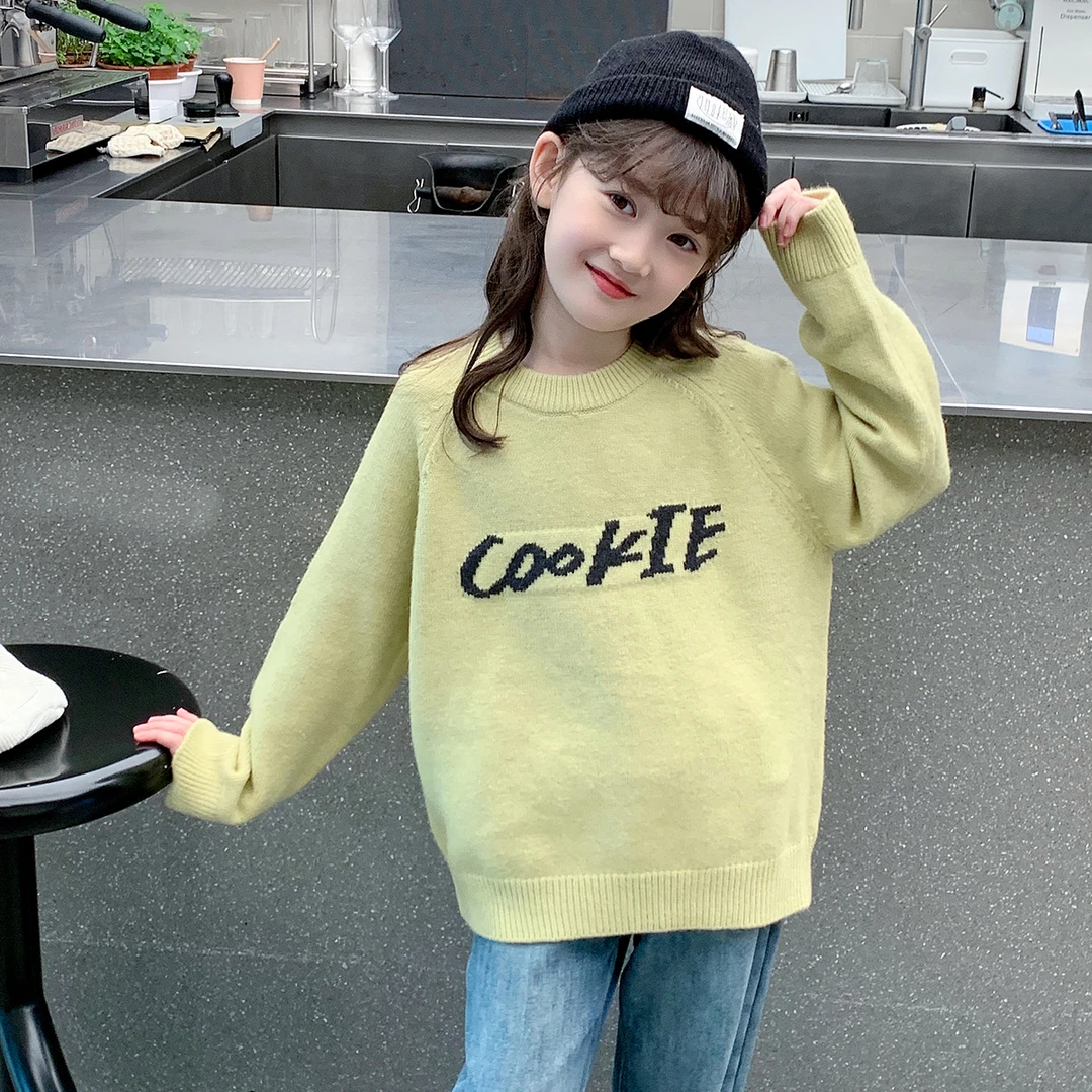 女童毛衣秋冬款新款洋气儿童冬装加厚针织衫套头打底毛线A24405