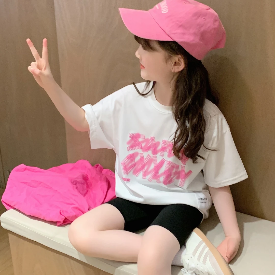 女童短袖2024夏装新款韩版儿童宽松时髦夏季时尚洋气T恤潮T24236