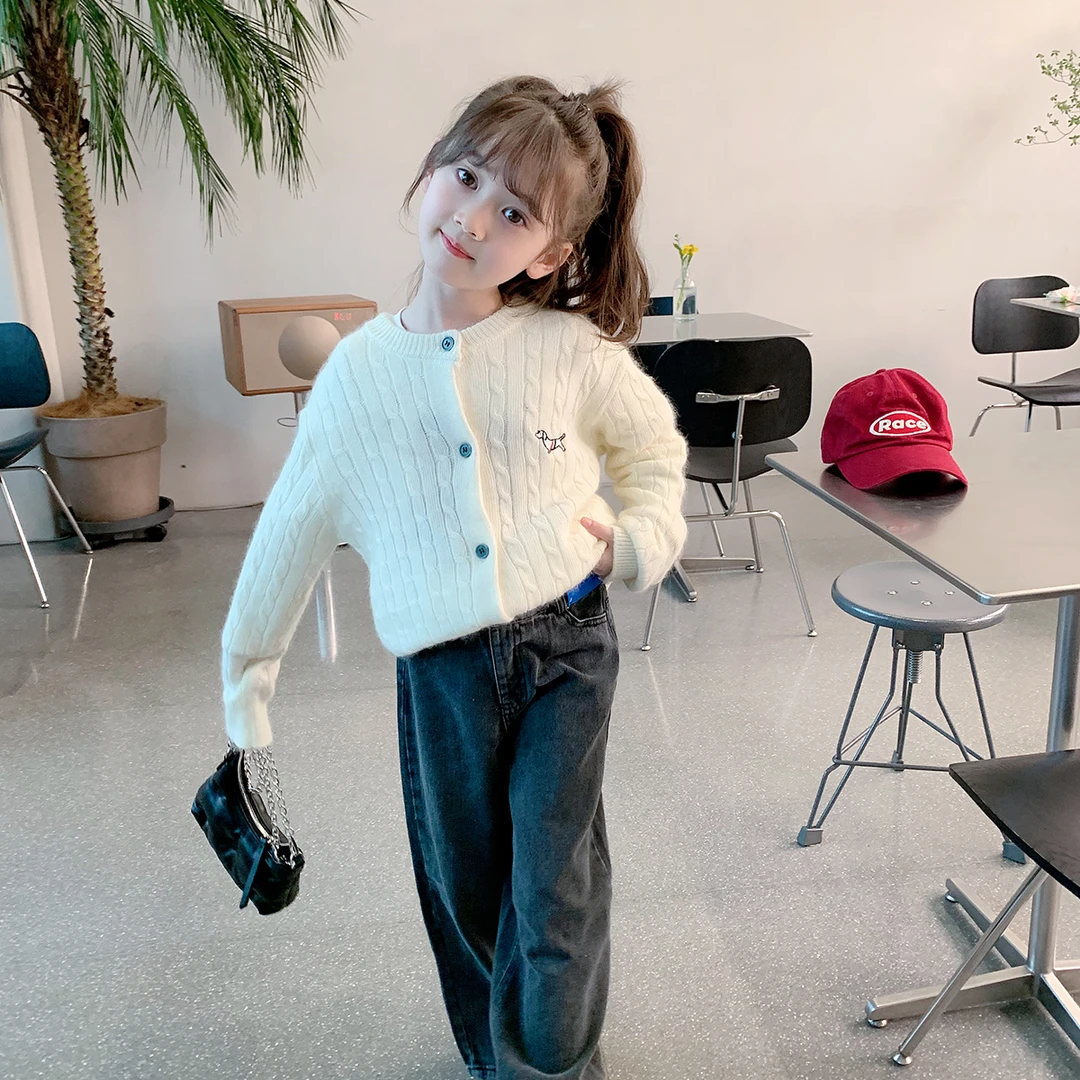 【现货】女童针织开衫2023秋装毛衣外套A23303
