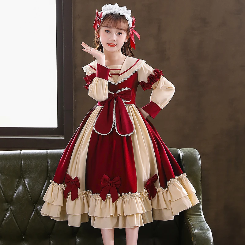 女童洛丽塔公主裙2024早秋新款女孩生日礼服连衣裙儿童演出服裙子