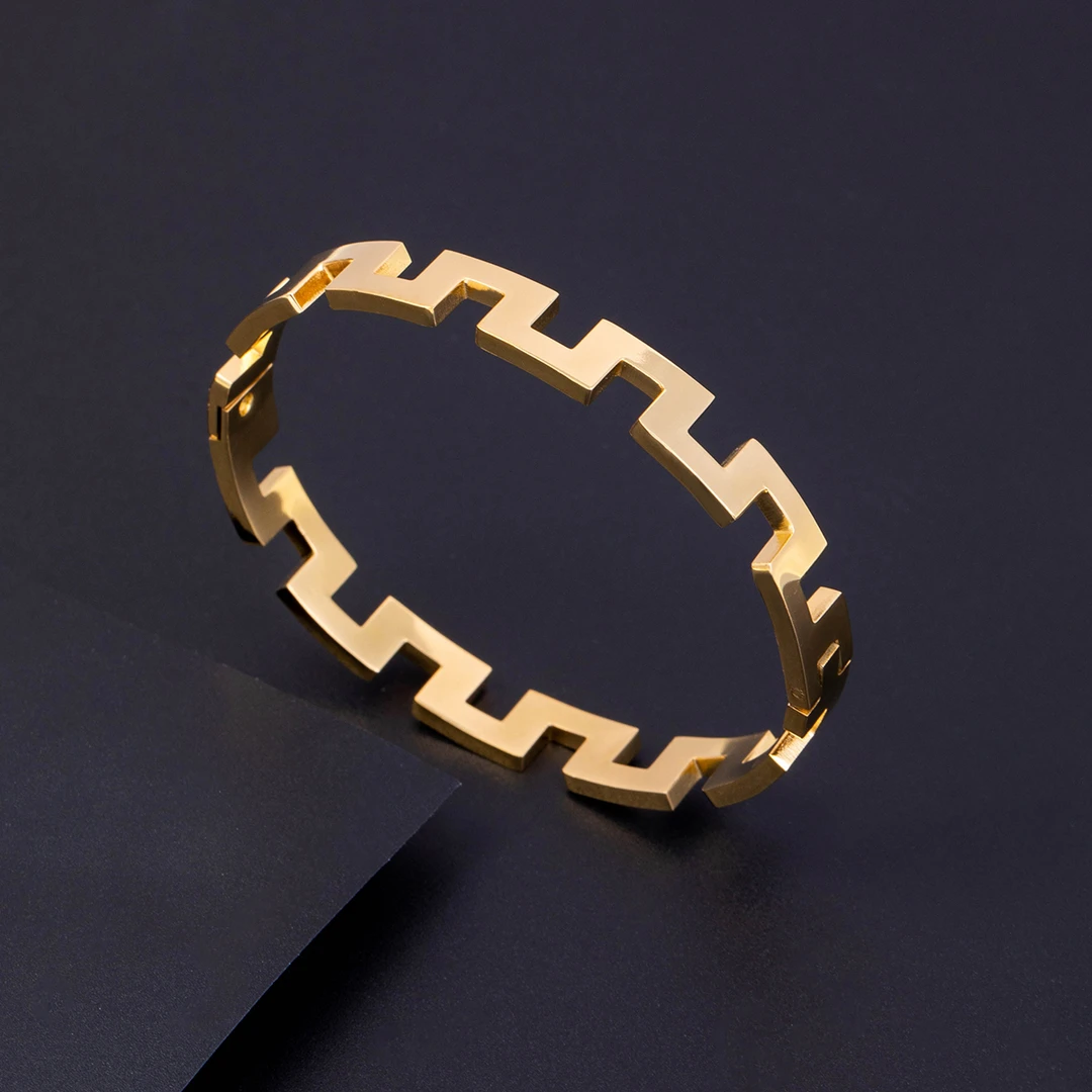 钛钢手镯 ins时尚简约高级感钛钢手镯女轻奢百搭小众设计镂空饰品