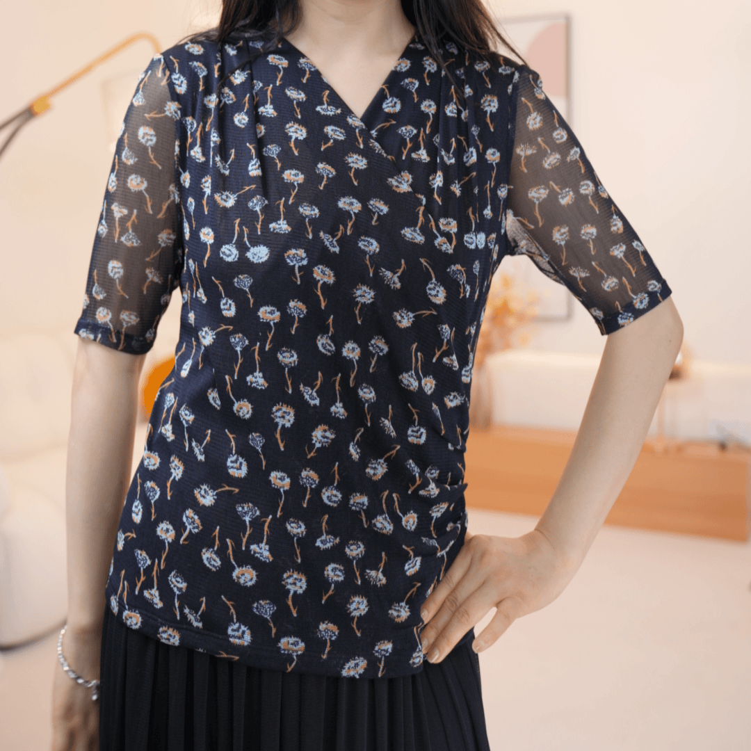 高端针织真丝• 玲姐丝绸 100%纯针织桑蚕丝上衣1813WY