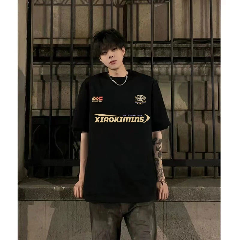 欧美式ins潮牌字母印花短袖T恤男夏季设计感宽松230g纯棉情侣上衣