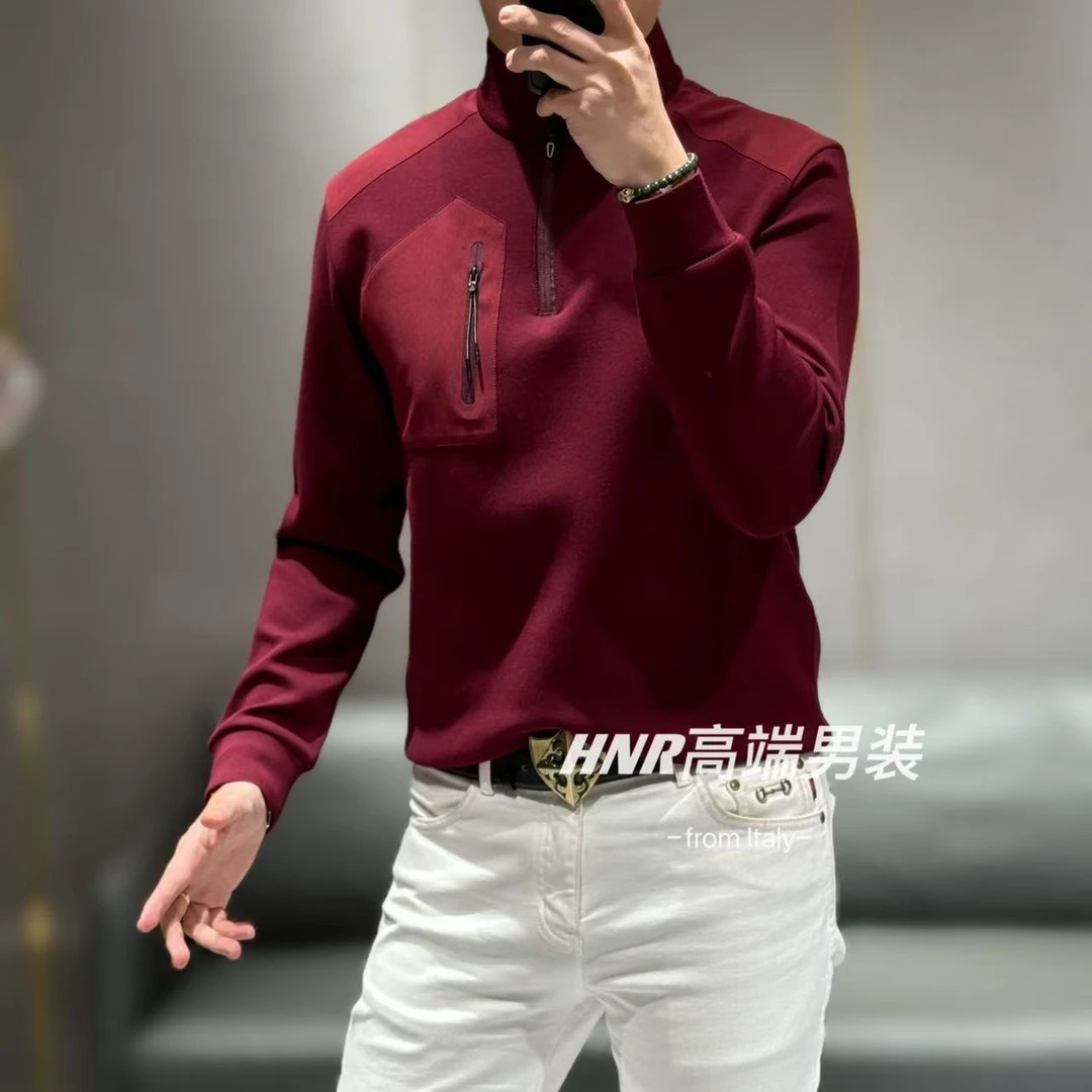 个性拉链高领设计款纯色休闲百搭时尚卫衣5697