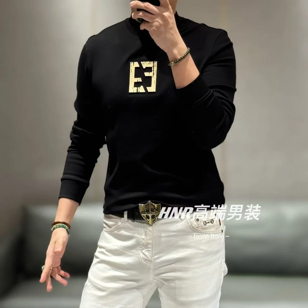 【VEHO品牌】字母图案设计纯色休闲百搭时尚男士T恤0606