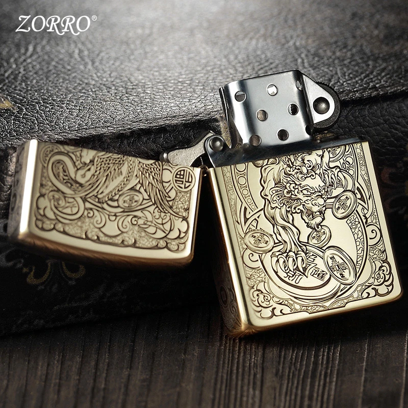ZORRO/佐罗貔貅煤油打火机纯铜复古经典老式打火机怀旧男式礼品