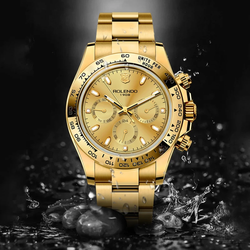 专柜正品 全新未使用未拆封迪 通拿多功能机械男士腕表