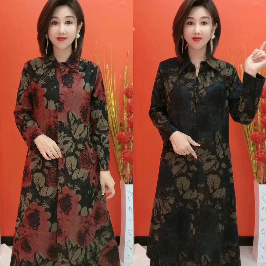 088树叶款立领风衣外套