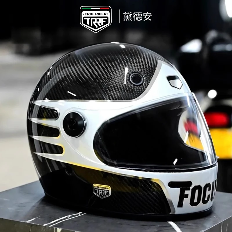 TRRF摩托车复古全盔头盔男女碳纤维机车赛车哈雷四季通用巡航摩旅
