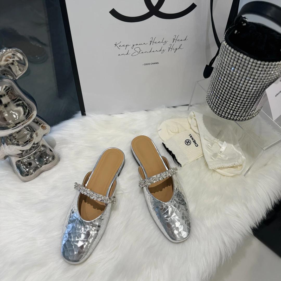 【Princess】跟高2/尺码34-41里外全皮包头懒人拖舒适闪亮